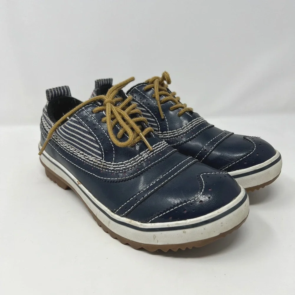 Sorel Tivoli Womens 6.5 NL1628-007 Waterproof Oxford Shoes Navy Stripe Wingtip‎